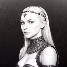 the woman is dressed in a warrior outfit