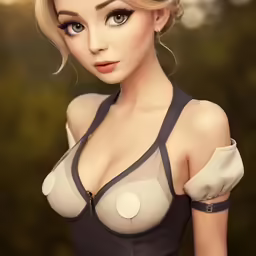 a cartoon character is wearing a cleavage bra top