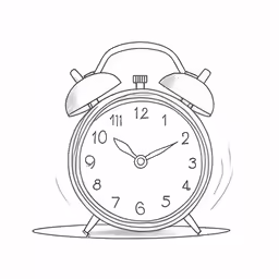 a drawing of an alarm clock