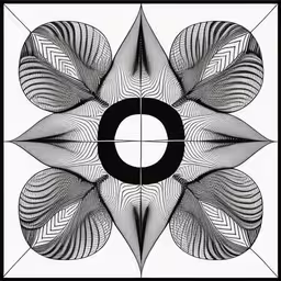 an abstract, geometric design with a black frame,abstract art of circles and lines by author