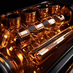 the inside of an oven with shiny metallic surfaces