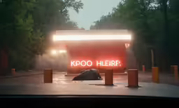a red box on the side of the road