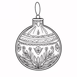a black and white outline drawing of a christmas ornament