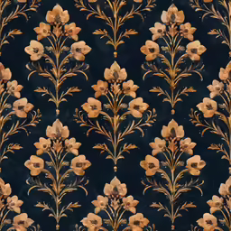 a small floral pattern with orange flowers on blue