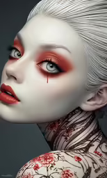 a woman with makeup and makeup art work