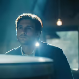 a man that is looking down at something