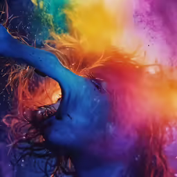 there is an image of a person with colors in the face
