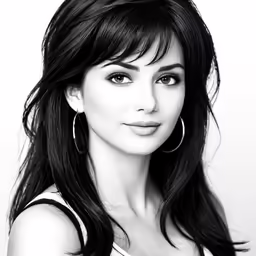 black and white image of a beautiful woman with big hoop earrings