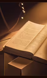 a book with a lighted chain is open