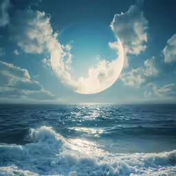 a picture of the sun above the ocean
