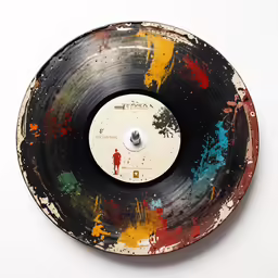 a white object with some colors of paint
