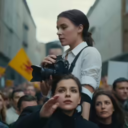 a woman holding camera taking a photo with another woman