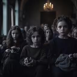 some people in a building with some are sitting on the floor