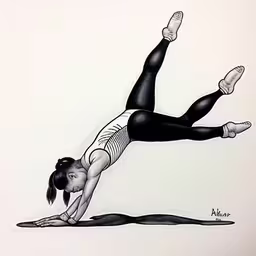 a pencil drawing of a girl doing yoga,a woman doing a handstand on one leg