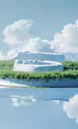 a rock sitting above a large body of water