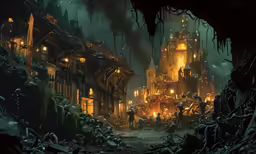 an image of a town in the woods