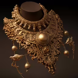 a golden pendant that is hanging from the side