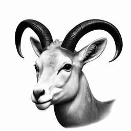 a black and white photo of an antelope