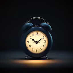 an alarm clock sits illuminated with a bright yellow light