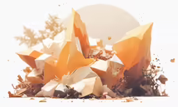 orange pieces of paper on top of leaf litter