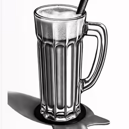 a drawing of a milkshake with a toothbrush in it