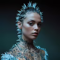 a woman with spikes on her hair poses