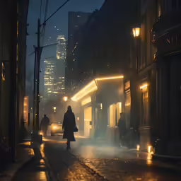 a person is walking on the road in the rain