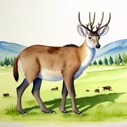 an antelope is standing in a field with animals around,this painting of an antelope is named after the spanish artist and shows it