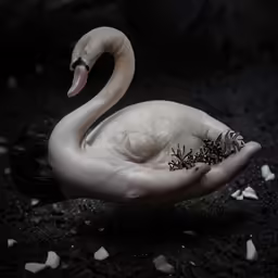 the ring is laying inside the hand of a human