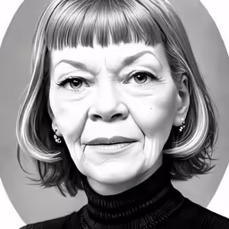 an older woman in black and white photo