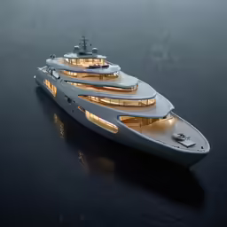 a rendering of a luxurious yacht