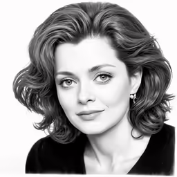 a close up of a woman wearing a black top