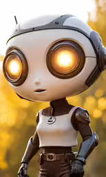 a person with head lights in front of trees