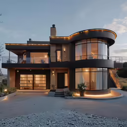 this is an unusual black house with round design