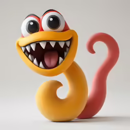 an odd looking figure with sharp teeth is seen here