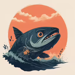 a fish with its mouth open sitting on the water