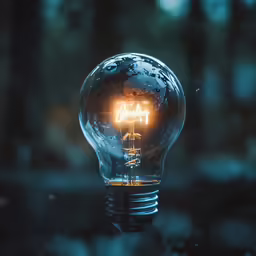 an glowing light bulb that is glowing in the dark