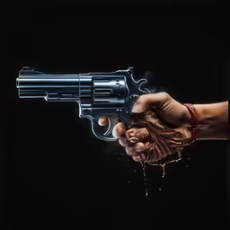 a hand is holding the trigger of a gun
