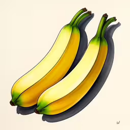 a print of three yellow bananas on a white background