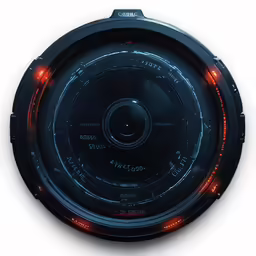 a black robot vacuum with an illuminated disk