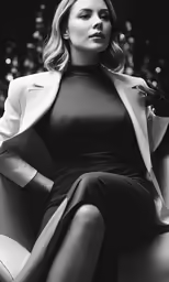 a woman is sitting in a chair