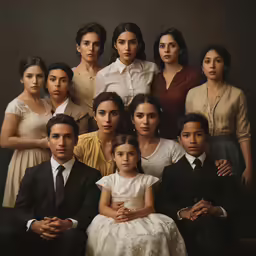 a very large family posing for a picture