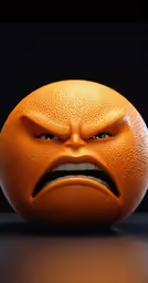 an orange with a sad expression is shown