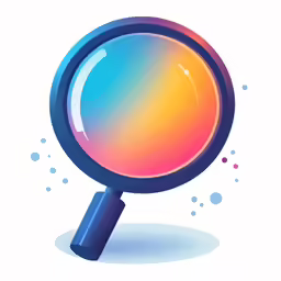 a magnifying glass with colorful bubbles