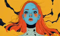 a close up of a woman with red hair