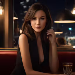 the beautiful brunette woman poses for a photo