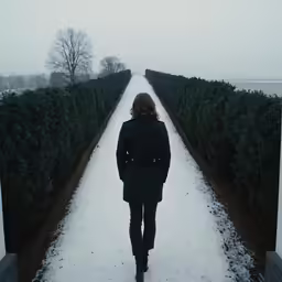 a person that is walking down a pathway
