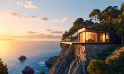 a couple of houses that are on the side of a cliff