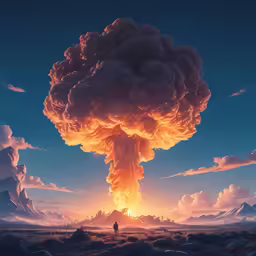 a man in front of a very big sky
