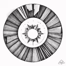 a spiral structure that is drawn in black and white